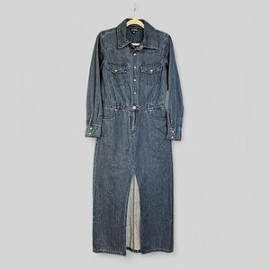 🔥 STEVE MADDEN Western Pearl Snap Denim Maxi Dress